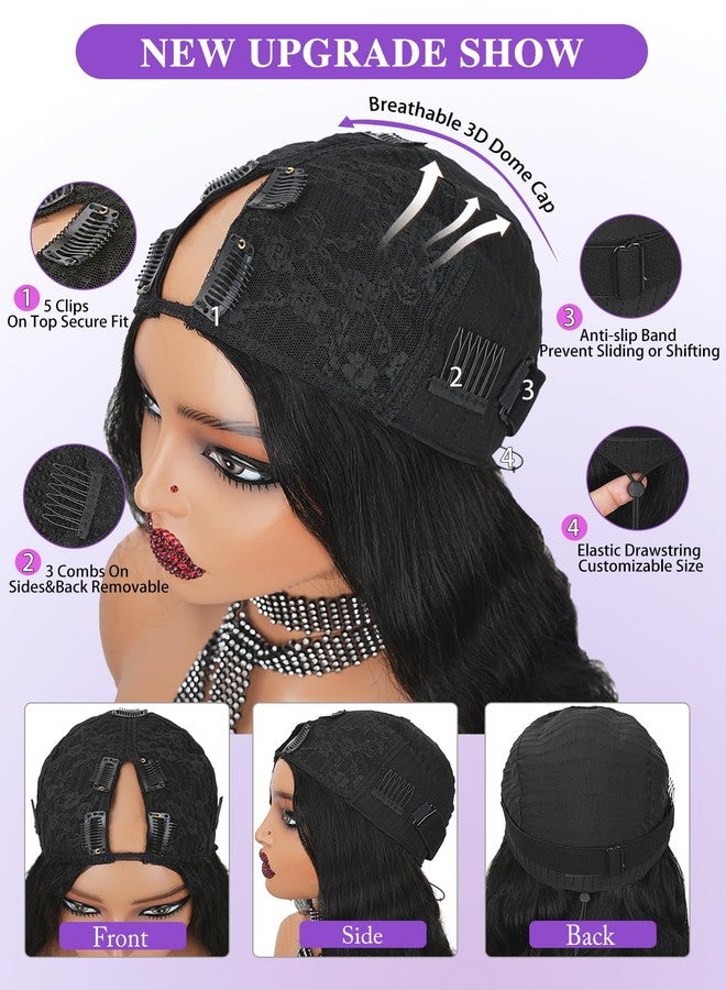 Tahikie V Part Wig Human Hair Body Wave 200% Density Upgrade U Part Wigs With Drawstring No Sew in No Glue Half Wigs Human Hair V Shape Clip In Half Wig For Women Natural Color 18 Inch - Image 3